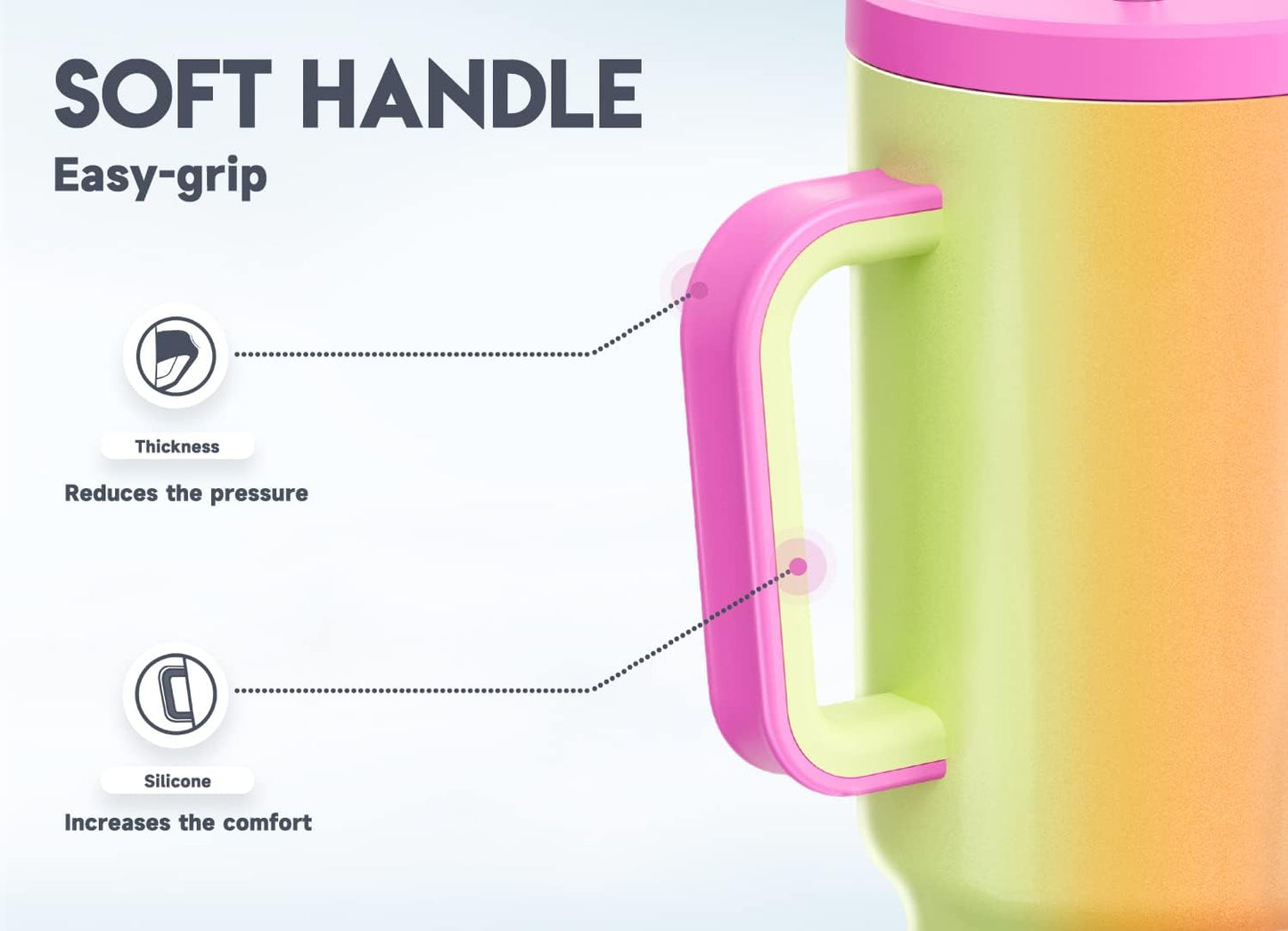 40 oz Tumbler with Handle and Straw: Stainless Steel Insulated Tumbler with Lid and Straw - 100% Leak Proof Tumbler for Car Cup Holders - Travelers Commuters Workers, Blue Rose
