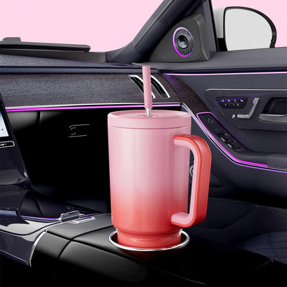 40 oz Tumbler with Handle and Straw: Stainless Steel Insulated Tumbler with Lid and Straw - 100% Leak Proof Tumbler for Car Cup Holders - Travelers Commuters Workers, Blue Rose