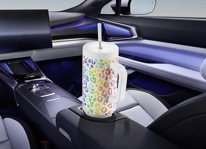 40 oz Tumbler with Handle and Straw: Stainless Steel Insulated Tumbler with Lid and Straw - 100% Leak Proof Tumbler for Car Cup Holders - Travelers Commuters Workers, Blue Rose