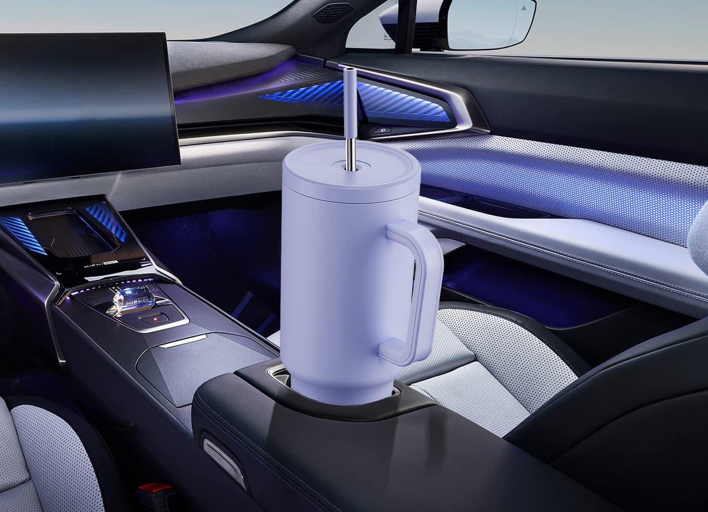 40 oz Tumbler with Handle and Straw: Stainless Steel Insulated Tumbler with Lid and Straw - 100% Leak Proof Tumbler for Car Cup Holders - Travelers Commuters Workers, Blue Rose