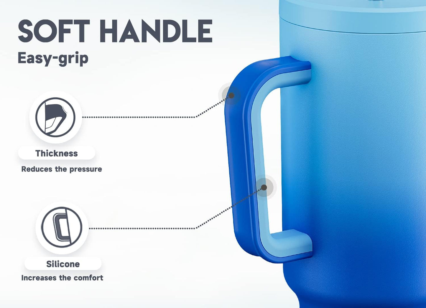 40 oz Tumbler with Handle and Straw: Stainless Steel Insulated Tumbler with Lid and Straw - 100% Leak Proof Tumbler for Car Cup Holders - Travelers Commuters Workers, Blue Rose