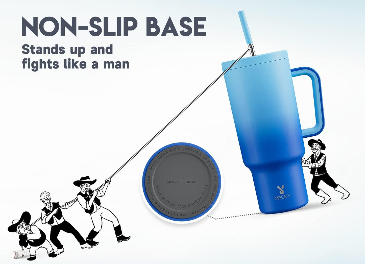 40 oz Tumbler with Handle and Straw: Stainless Steel Insulated Tumbler with Lid and Straw - 100% Leak Proof Tumbler for Car Cup Holders - Travelers Commuters Workers, Blue Rose