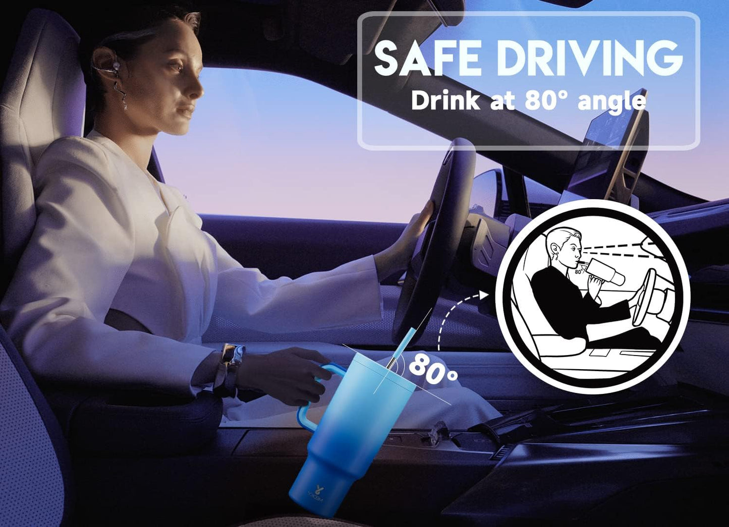 40 oz Tumbler with Handle and Straw: Stainless Steel Insulated Tumbler with Lid and Straw - 100% Leak Proof Tumbler for Car Cup Holders - Travelers Commuters Workers, Blue Rose