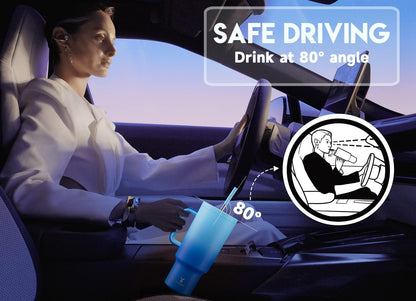 40 oz Tumbler with Handle and Straw: Stainless Steel Insulated Tumbler with Lid and Straw - 100% Leak Proof Tumbler for Car Cup Holders - Travelers Commuters Workers, Blue Rose
