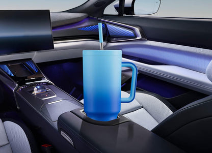 40 oz Tumbler with Handle and Straw: Stainless Steel Insulated Tumbler with Lid and Straw - 100% Leak Proof Tumbler for Car Cup Holders - Travelers Commuters Workers, Blue Rose