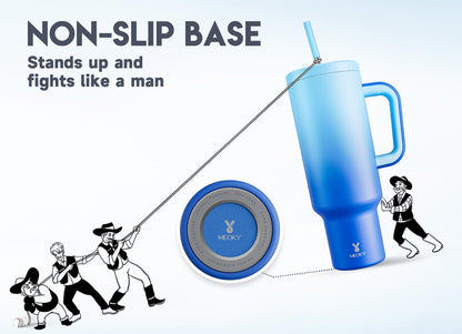 40 oz Tumbler with Handle and Straw: Stainless Steel Insulated Tumbler with Lid and Straw - 100% Leak Proof Tumbler for Car Cup Holders - Travelers Commuters Workers, Blue Rose