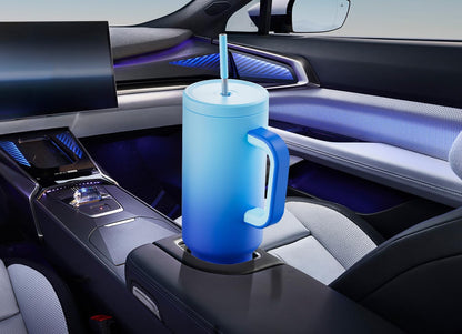 40 oz Tumbler with Handle and Straw: Stainless Steel Insulated Tumbler with Lid and Straw - 100% Leak Proof Tumbler for Car Cup Holders - Travelers Commuters Workers, Blue Rose
