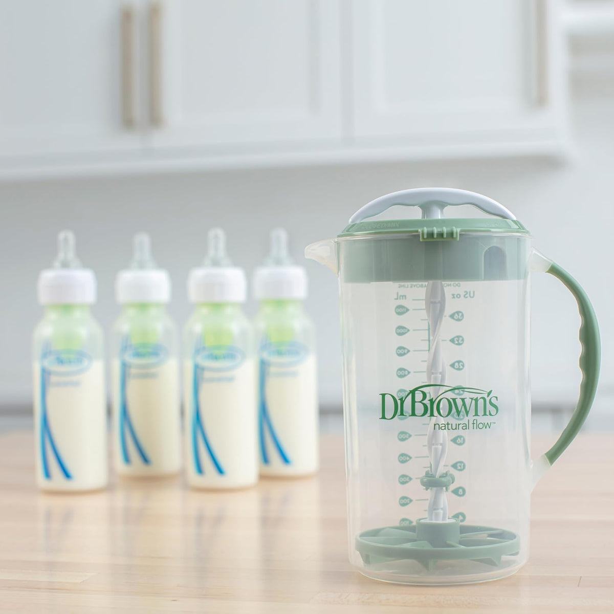 32oz Baby Formula Mixing Pitchers, Black & Olive Colors, Set of 2