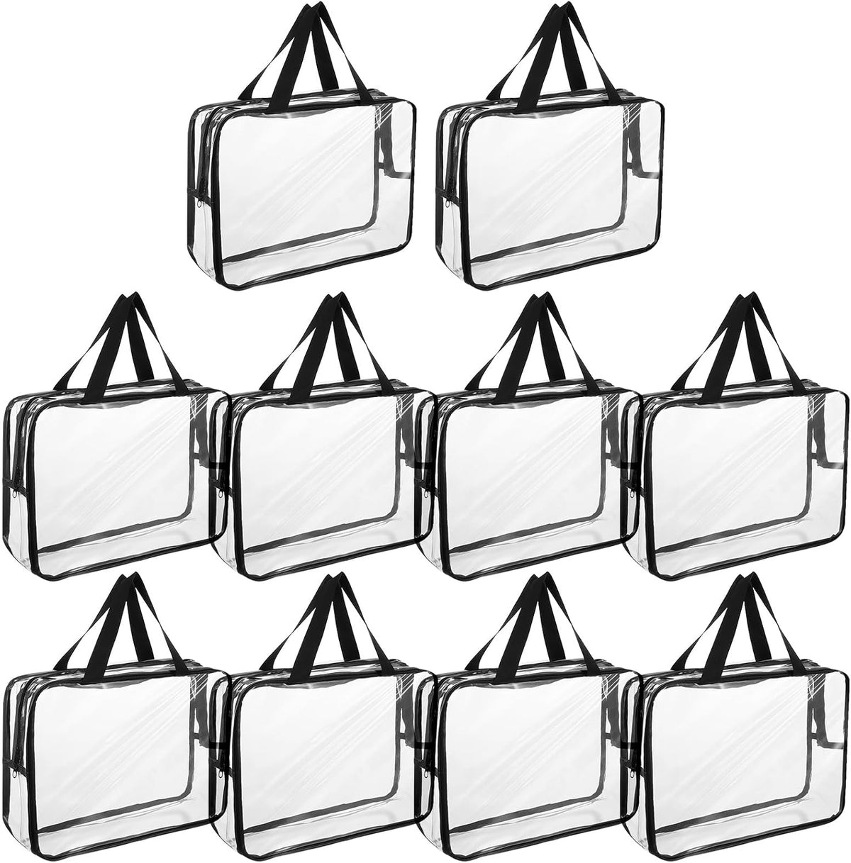 10 Packs Toy Storage Bags,Large Clear Toy Organizer Bags with Zipper and Labels Portable Reusable Waterproof PVC Toys Organizing Bag