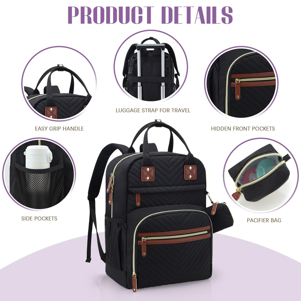 Diaper Bag Backpack, Baby Essentials Travel Tote Bag