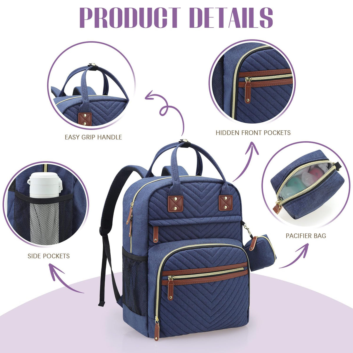 Diaper Bag Backpack, Baby Essentials Travel Tote Bag