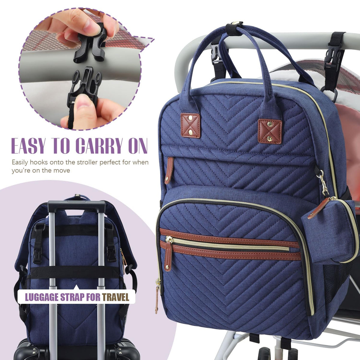 Diaper Bag Backpack, Baby Essentials Travel Tote Bag