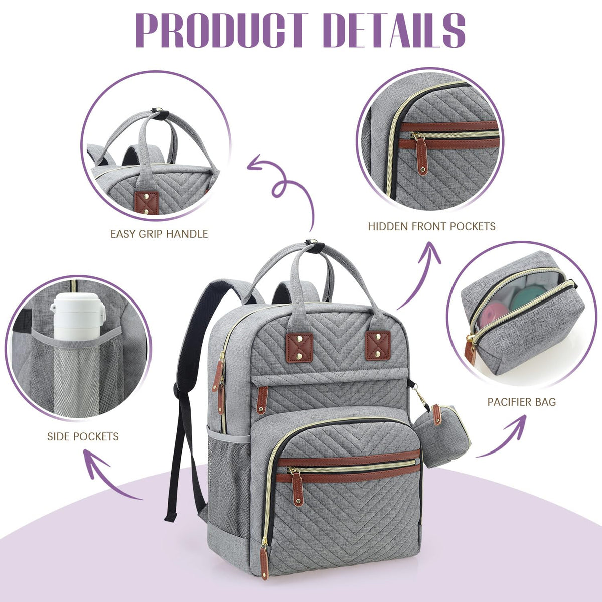 Diaper Bag Backpack, Baby Essentials Travel Tote Bag