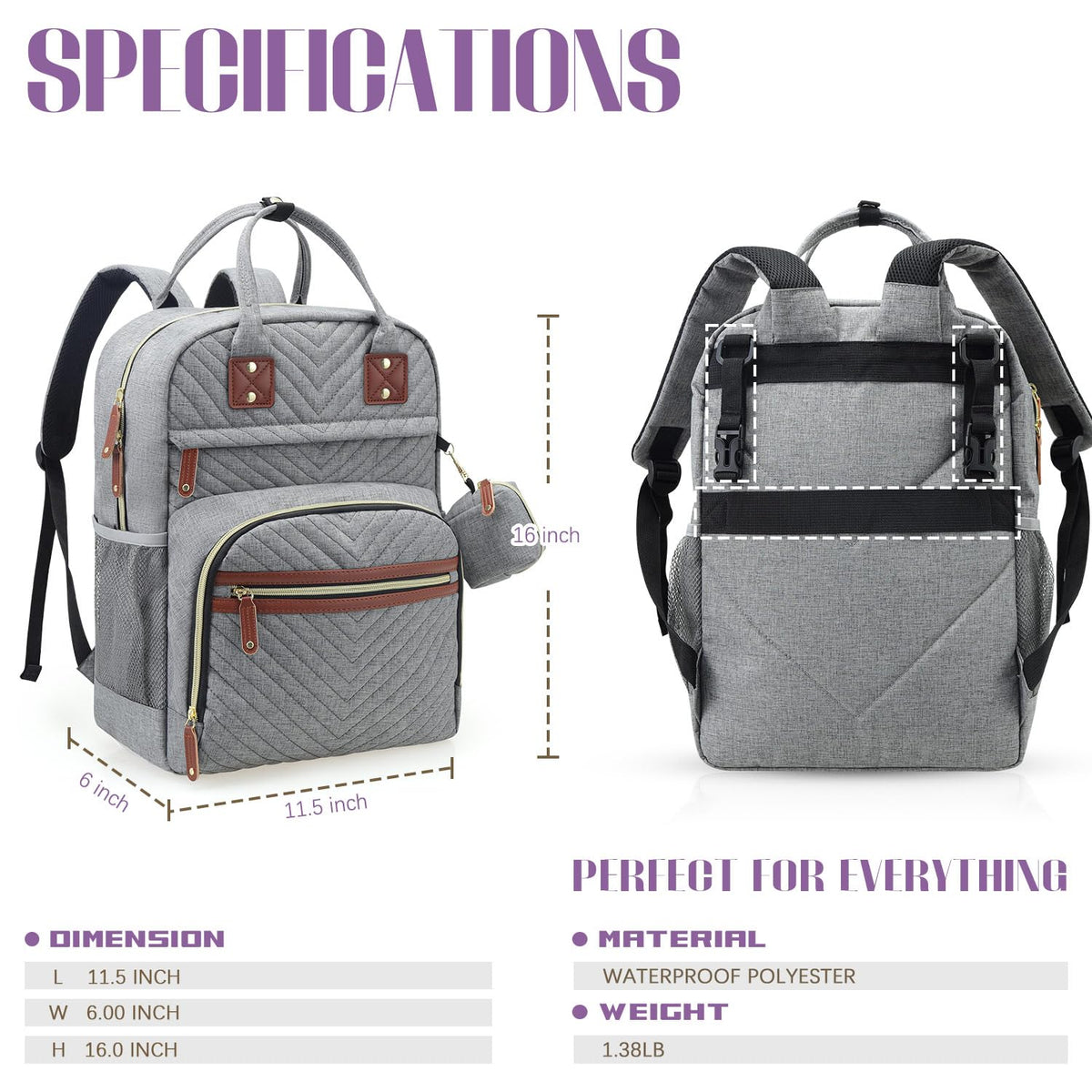 Diaper Bag Backpack, Baby Essentials Travel Tote Bag