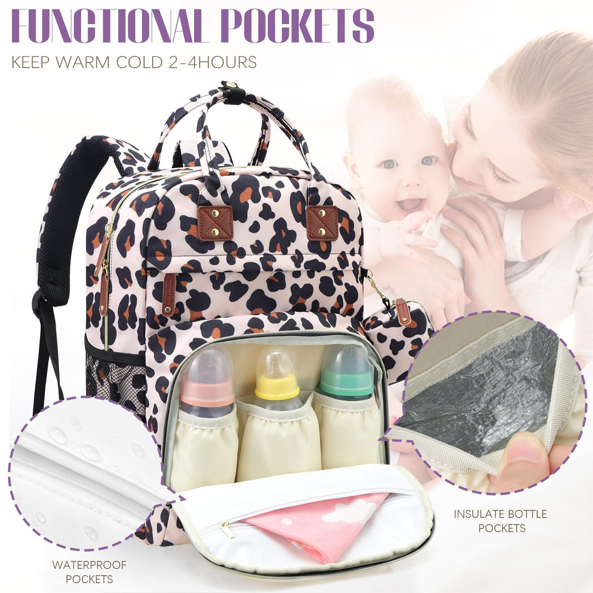 Diaper Bag Backpack, Baby Essentials Travel Tote Bag
