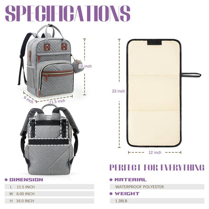 Diaper Bag Backpack, Baby Essentials Travel Tote Bag