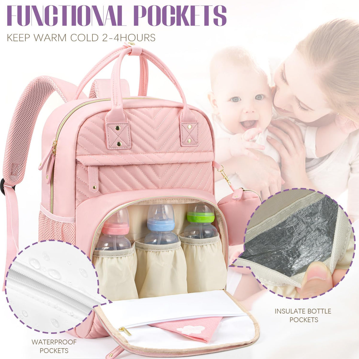 Diaper Bag Backpack, Baby Essentials Travel Tote Bag