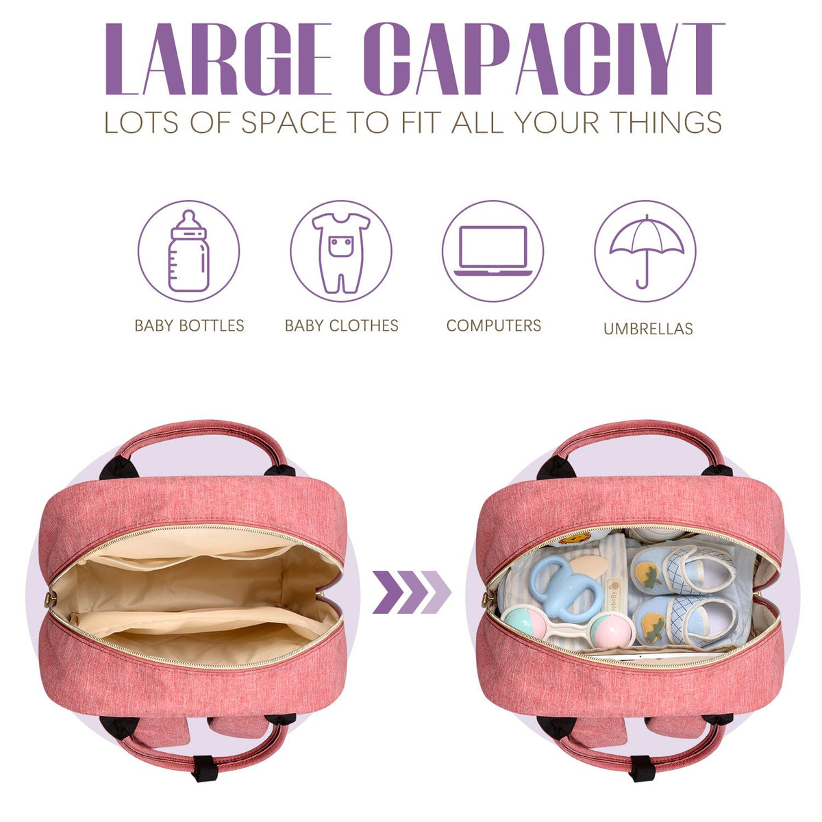 Diaper Bag Backpack, Baby Essentials Travel Tote Bag