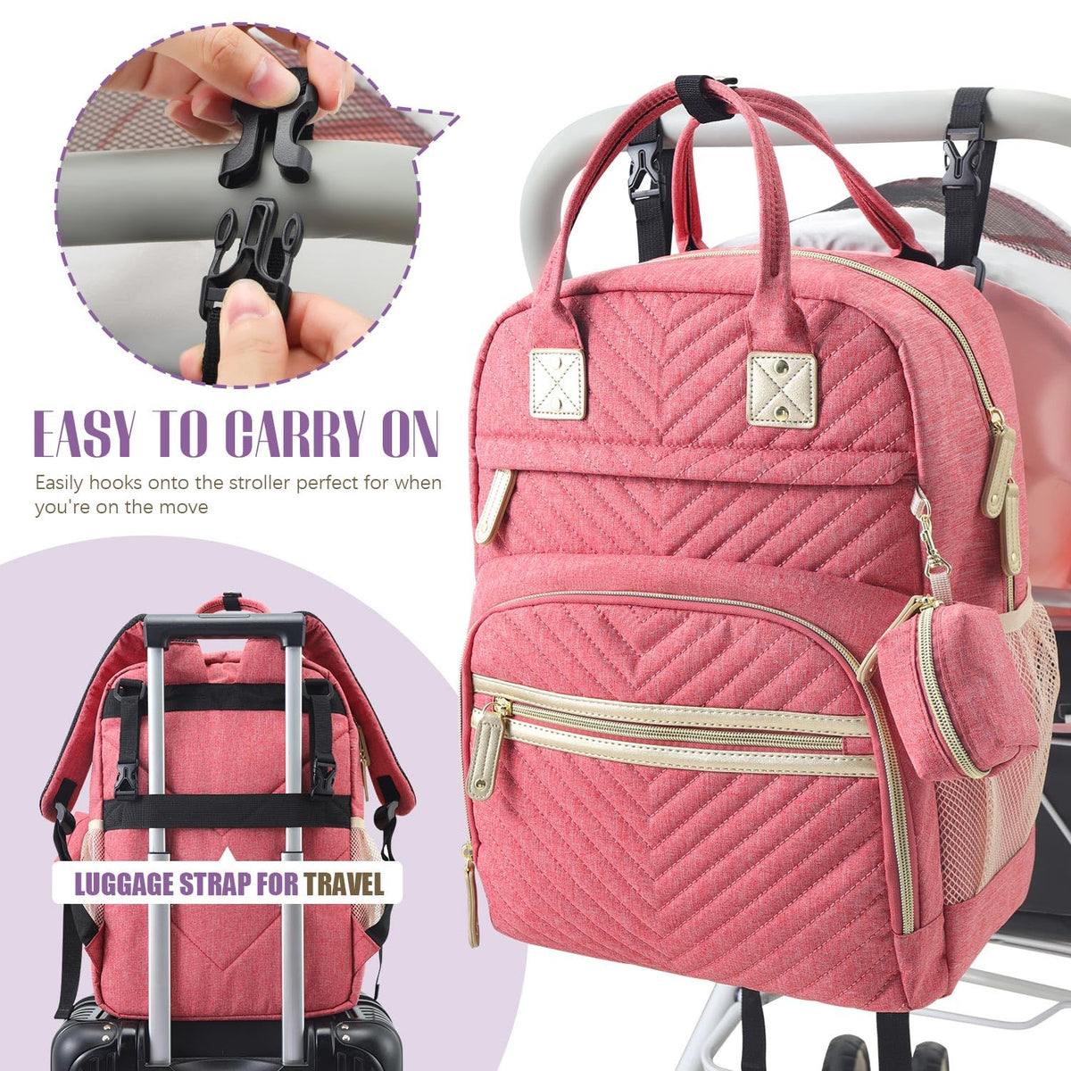 Diaper Bag Backpack, Baby Essentials Travel Tote Bag