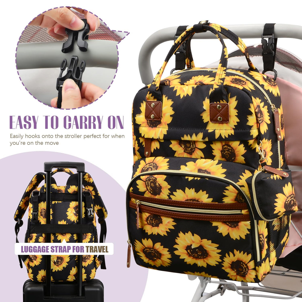 Diaper Bag Backpack, Baby Essentials Travel Tote Bag