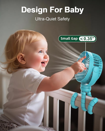 FRIZCOL 12000mAh Portable Stroller Fan 65Hours As Power Bank Baby Clip Fan
