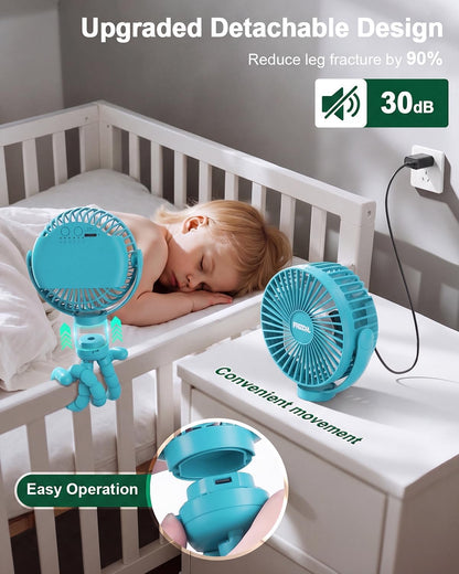 FRIZCOL 12000mAh Portable Stroller Fan 65Hours As Power Bank Baby Clip Fan