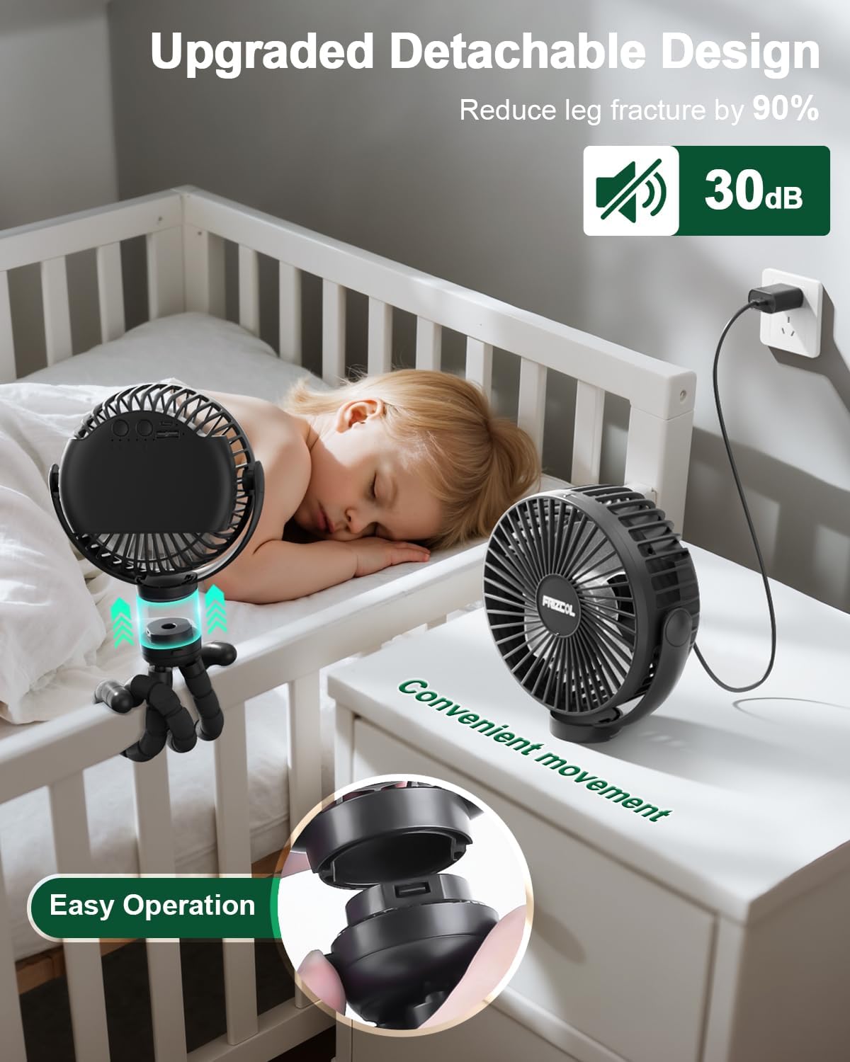 FRIZCOL 12000mAh Portable Stroller Fan 65Hours As Power Bank Baby Clip Fan