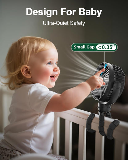 FRIZCOL 12000mAh Portable Stroller Fan 65Hours As Power Bank Baby Clip Fan