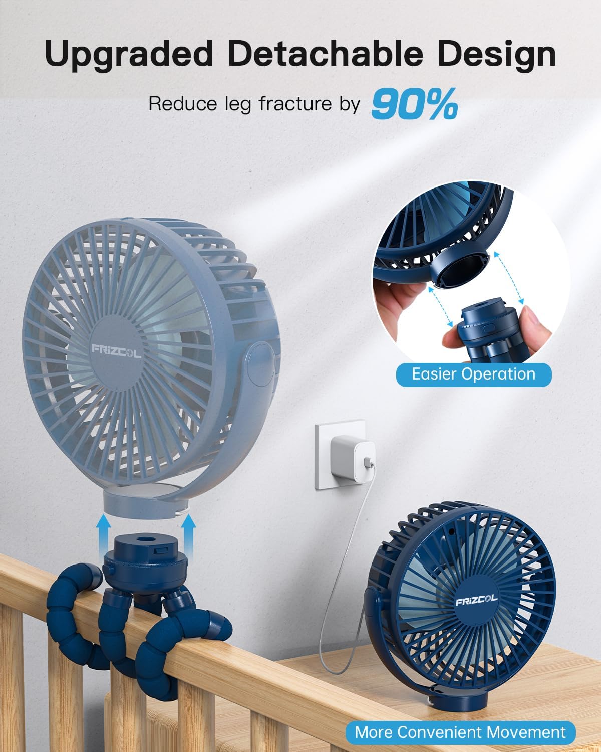 FRIZCOL 12000mAh Portable Stroller Fan 65Hours As Power Bank Baby Clip Fan