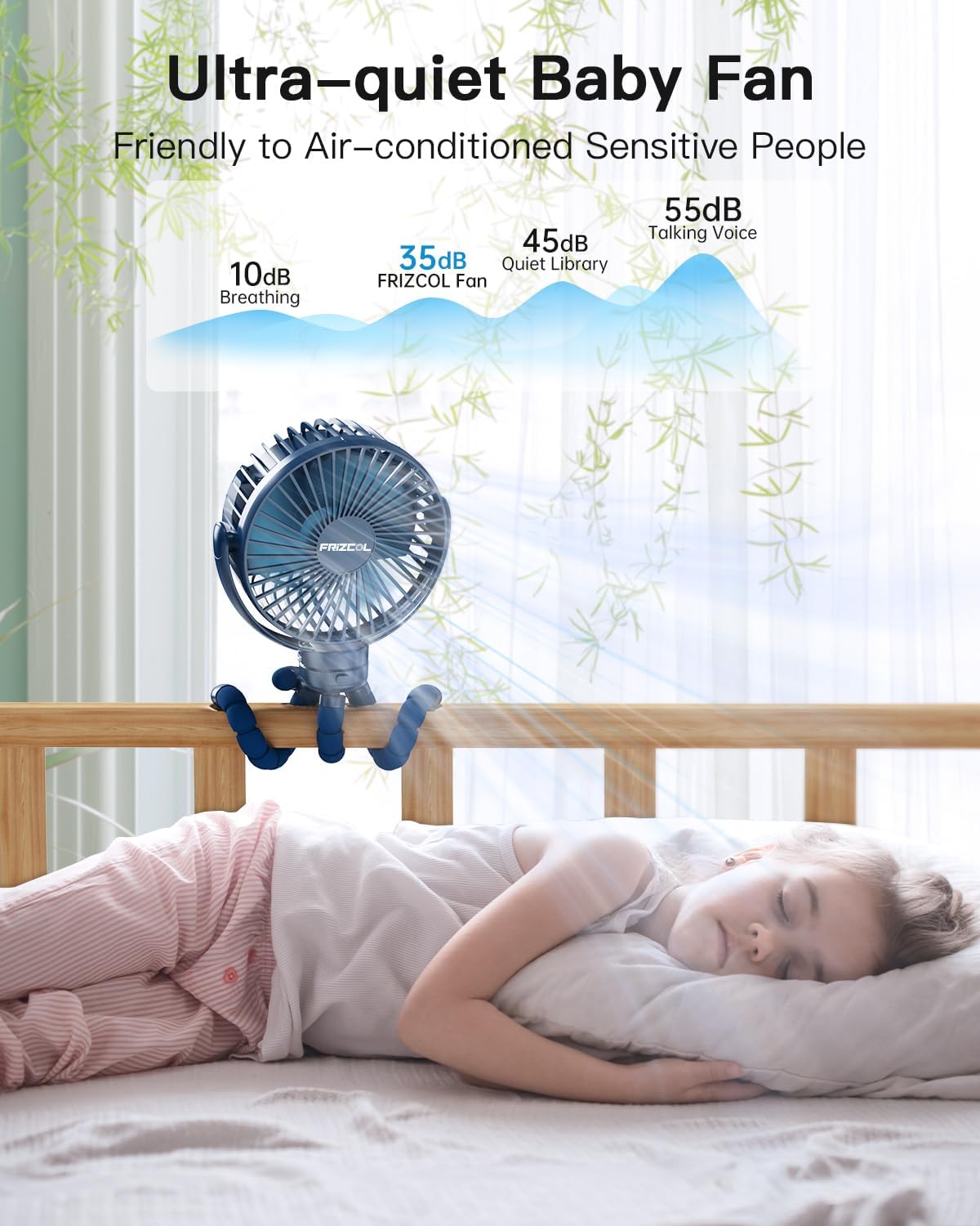 FRIZCOL 12000mAh Portable Stroller Fan 65Hours As Power Bank Baby Clip Fan