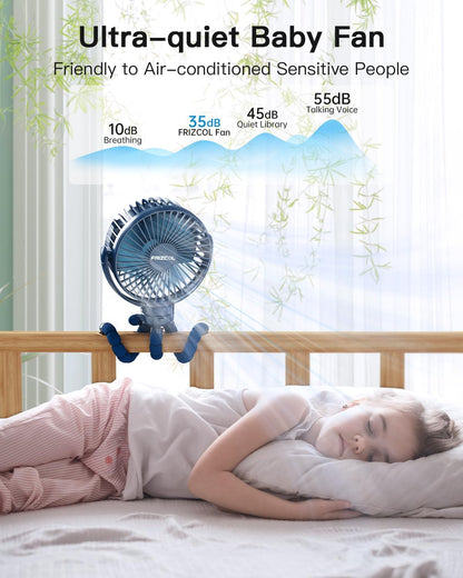 FRIZCOL 12000mAh Portable Stroller Fan 65Hours As Power Bank Baby Clip Fan