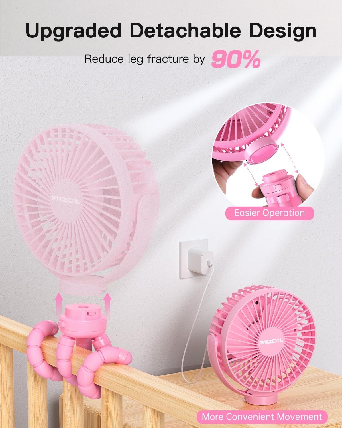 FRIZCOL 12000mAh Portable Stroller Fan 65Hours As Power Bank Baby Clip Fan