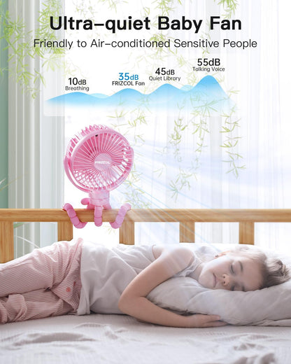 FRIZCOL 12000mAh Portable Stroller Fan 65Hours As Power Bank Baby Clip Fan