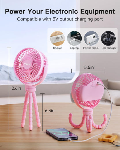 FRIZCOL 12000mAh Portable Stroller Fan 65Hours As Power Bank Baby Clip Fan