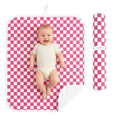 Baby Diaper Changing Mat, Waterproof, Absorbent, Soft Cotton Surface with EVA Backing, 30x24in Unfolded, Compact 8x2in with Storage Strap, Wipeable Diaper Changing Pad for Travel, Baby Gift