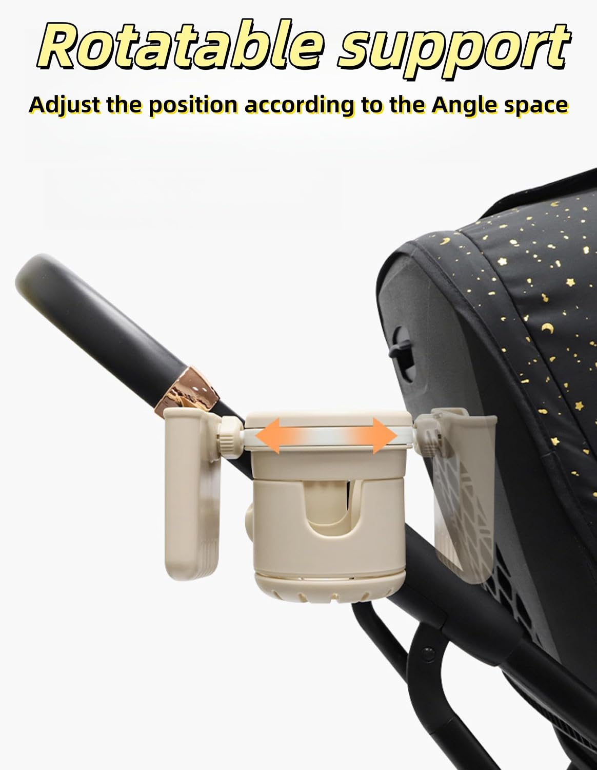 3-in-1 Stroller Cup Holder, Baby Stroller Accessories with Bottle Holder, Phone Mount, and Drink Caddy for Strollers, Perfect for Parents on The Go (Beige)