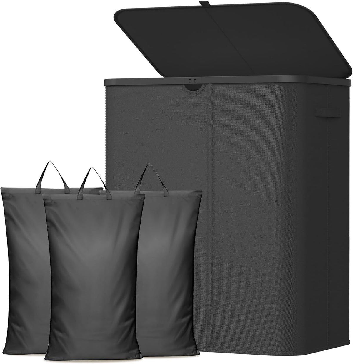 185L 3 Section Laundry Hamper with Lid, Laundry Basket, Beige