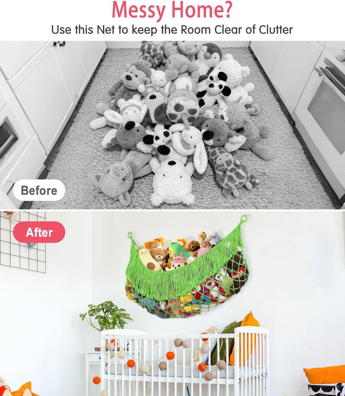 Stuffed Animal Hammock - Extra Large 56'' Long (Cream White)