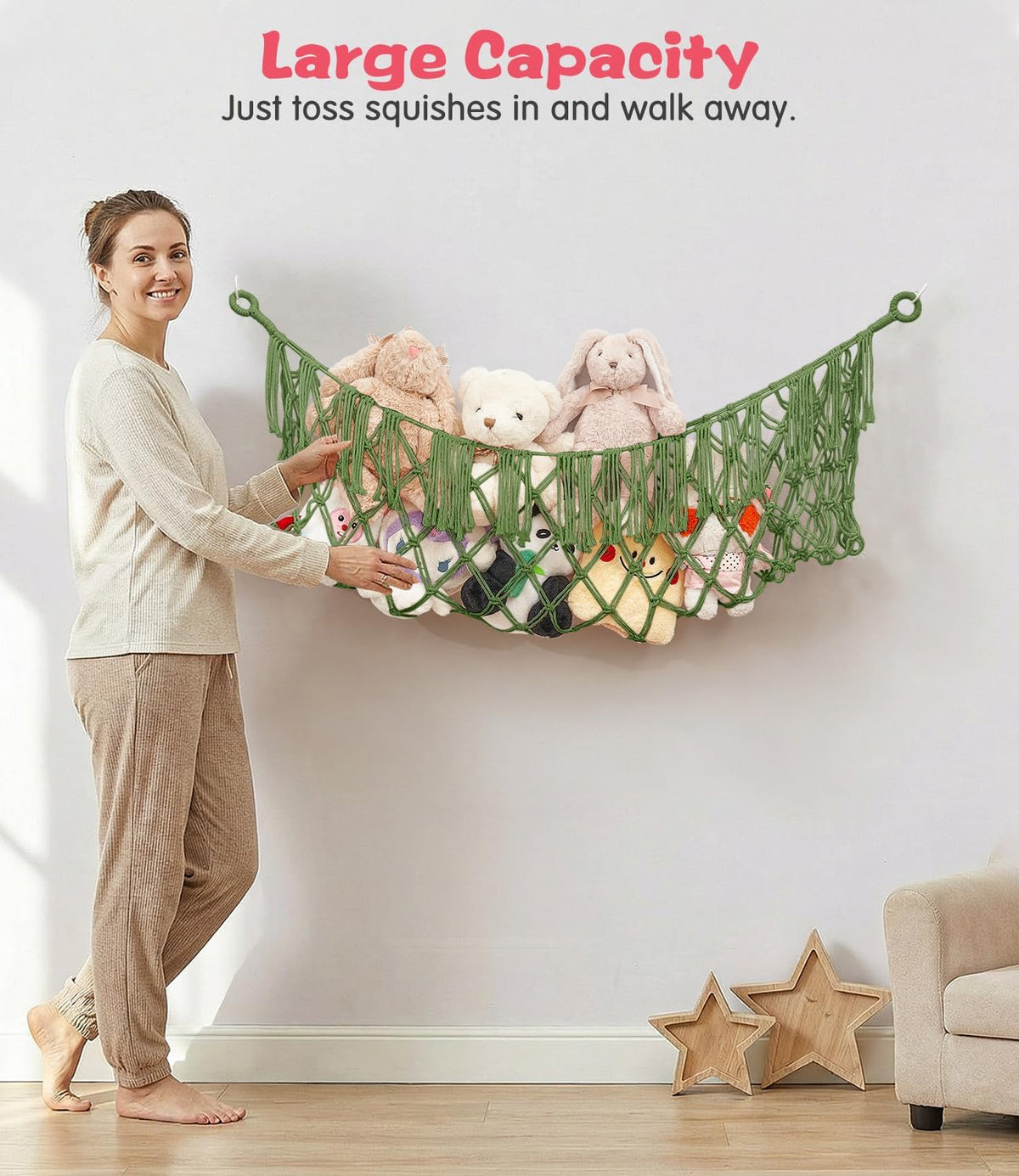 Stuffed Animal Hammock - Extra Large 56'' Long (Cream White)