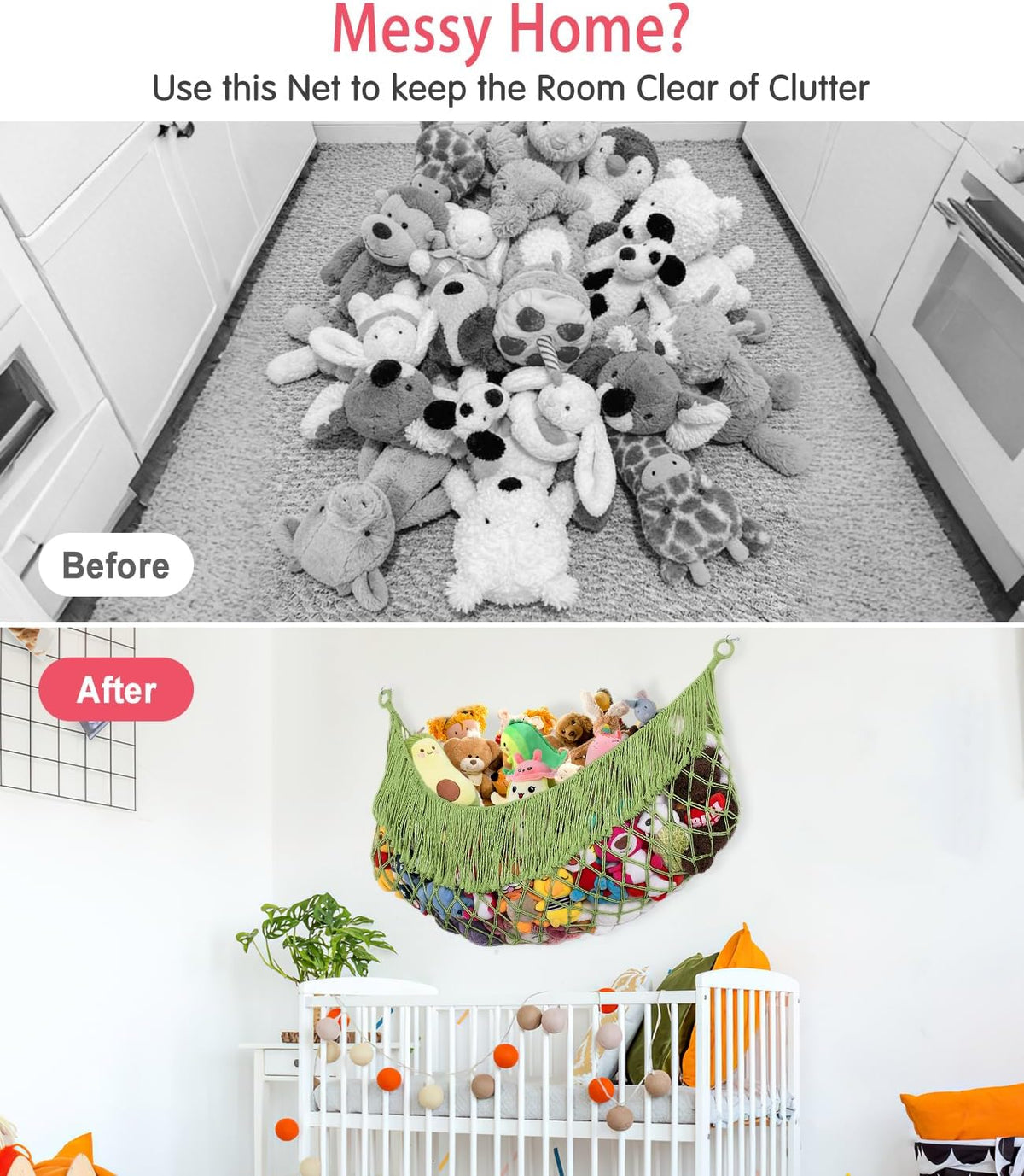 Stuffed Animal Hammock - Extra Large 56'' Long (Cream White)
