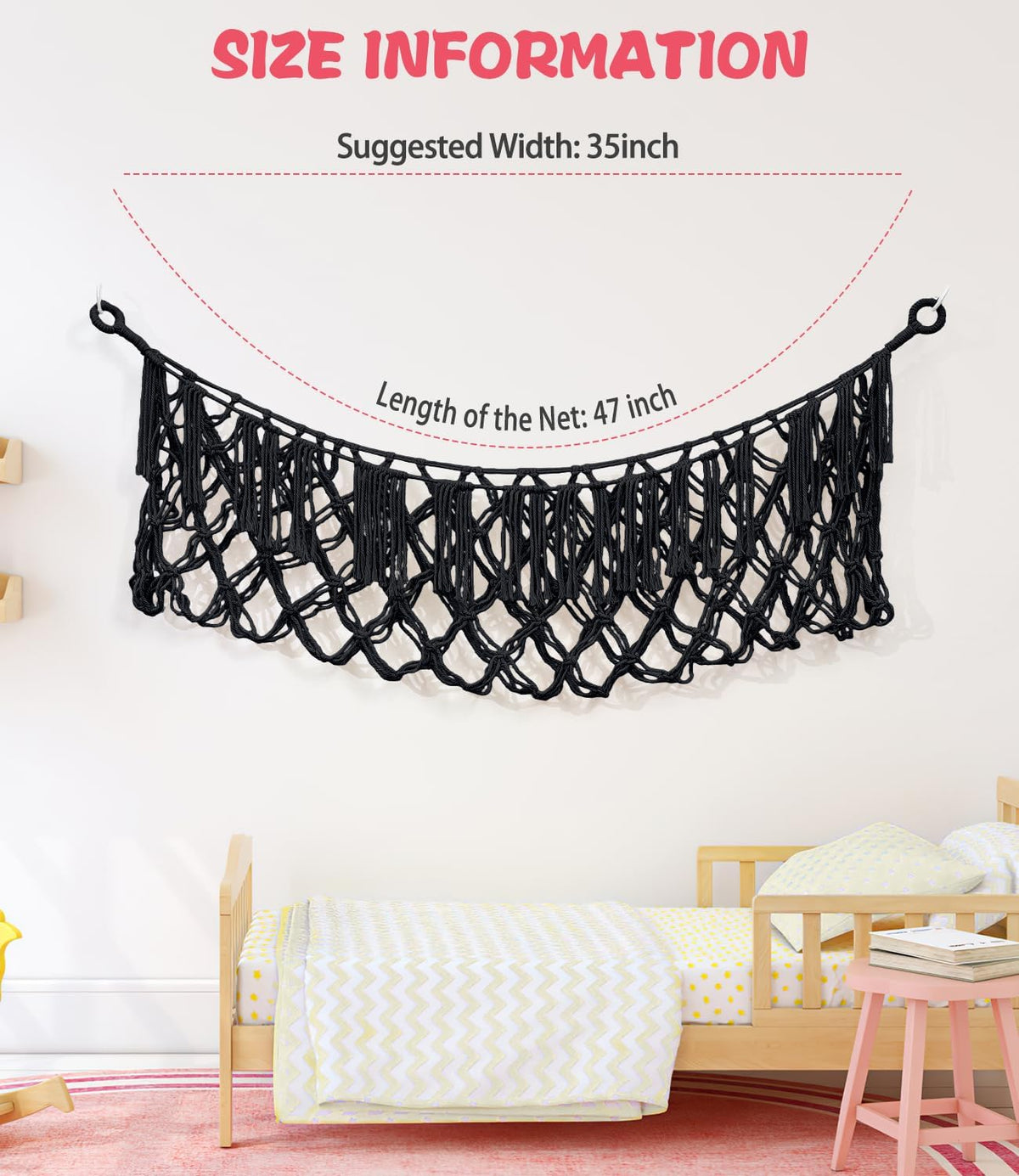 Stuffed Animal Hammock - Extra Large 56'' Long (Cream White)