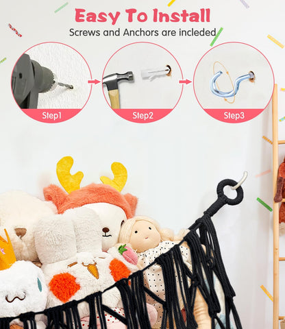 Stuffed Animal Hammock - Extra Large 56'' Long (Cream White)