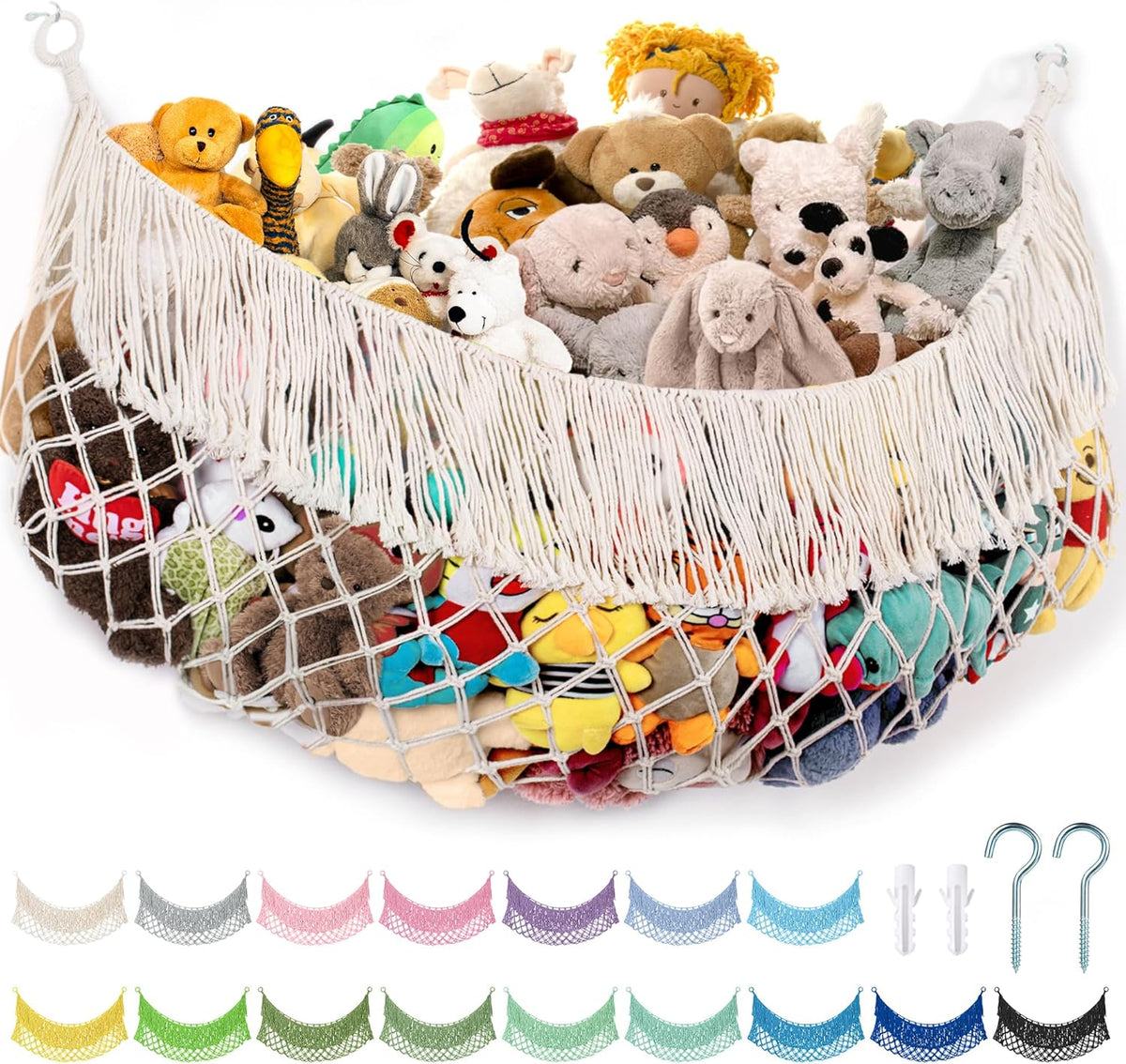 Stuffed Animal Hammock - Extra Large 56'' Long (Cream White)