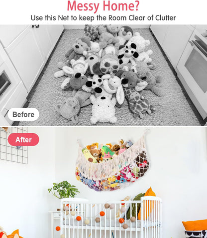 Stuffed Animal Hammock - Extra Large 56'' Long (Cream White)