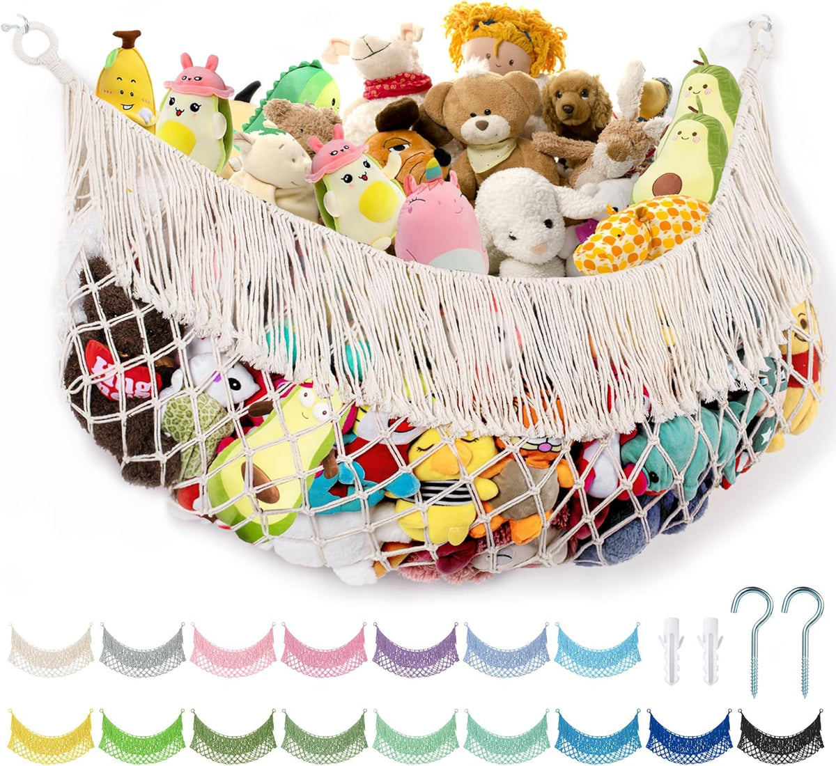 Stuffed Animal Hammock - Extra Large 56'' Long (Cream White)