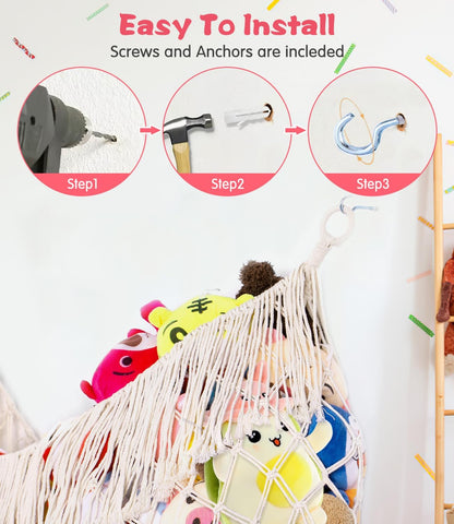 Stuffed Animal Hammock - Extra Large 56'' Long (Cream White)