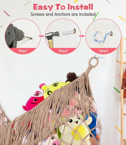 Stuffed Animal Hammock - Extra Large 56'' Long (Cream White)