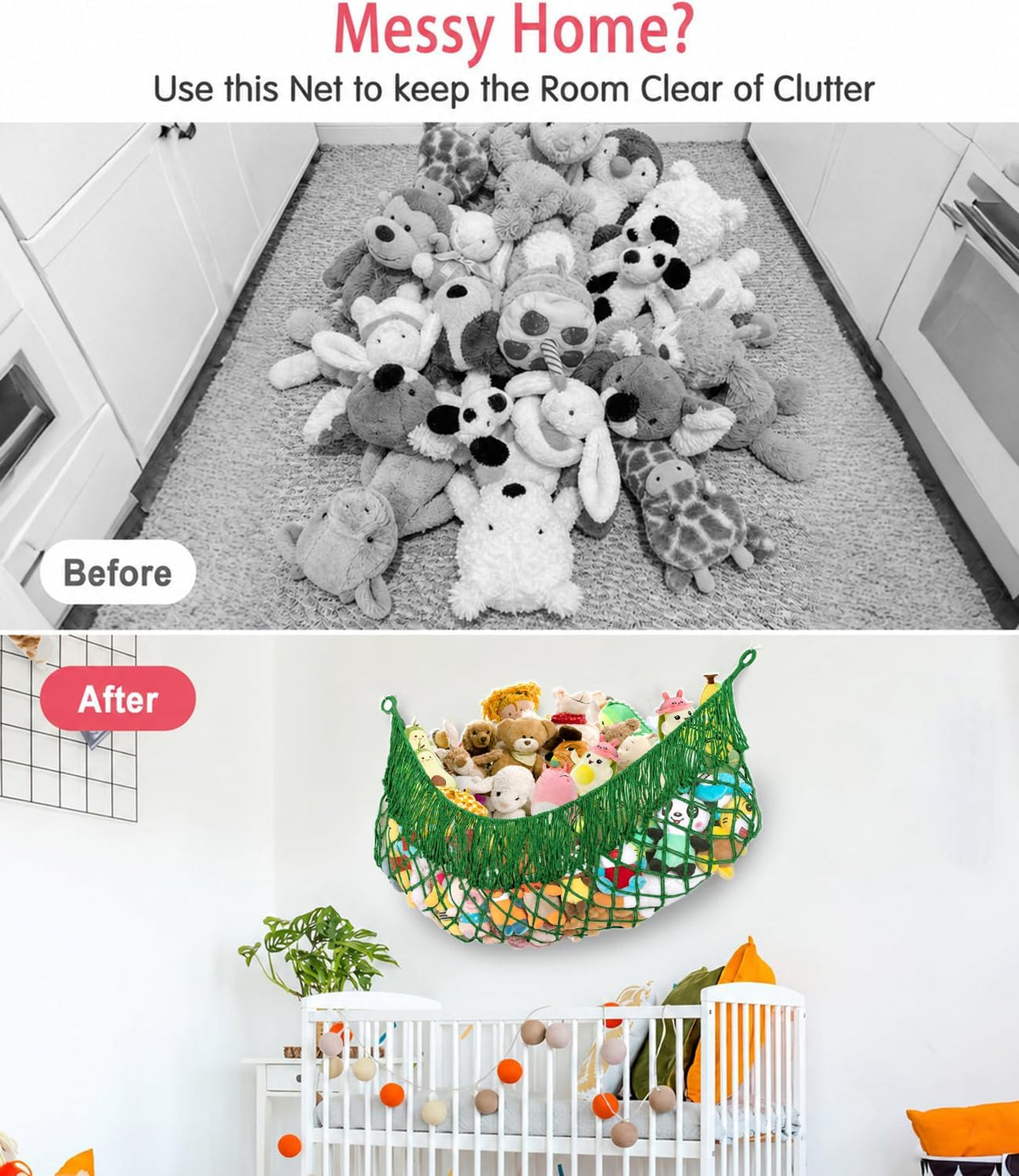 Stuffed Animal Hammock - Extra Large 56'' Long (Cream White)