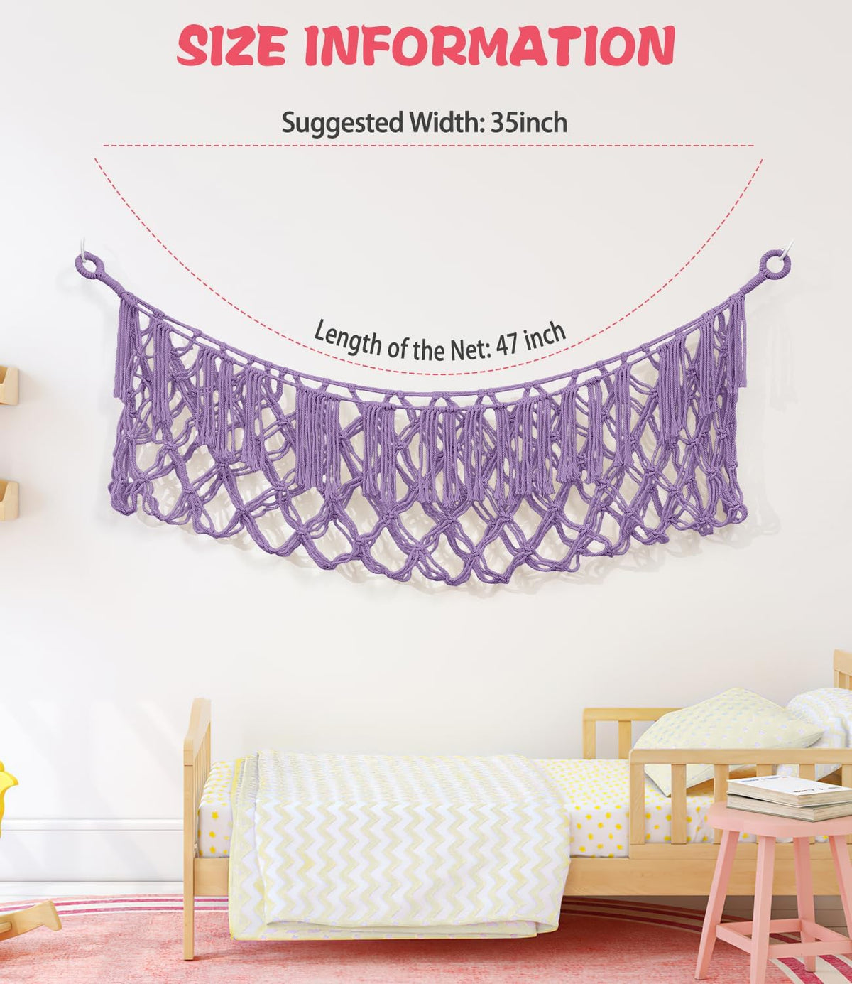 Stuffed Animal Hammock - Extra Large 56'' Long (Cream White)
