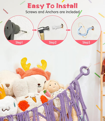 Stuffed Animal Hammock - Extra Large 56'' Long (Cream White)